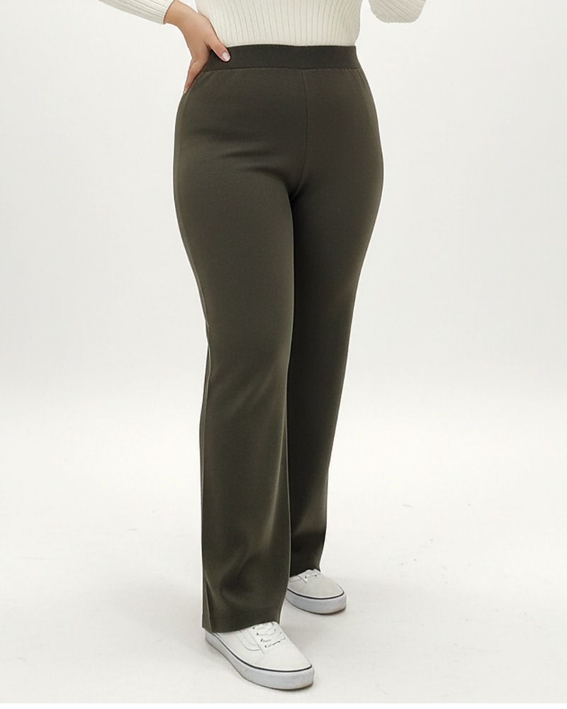 شلوار بافت سایز بزرگ زنانه فاق بلند راسته نیم بگ کمر کش کد 1884