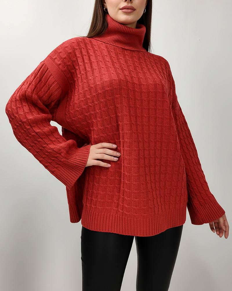 بلوز بافت زنانه یقه شل طرح مارپیچ آستین بلند ریز بافت کد 1905