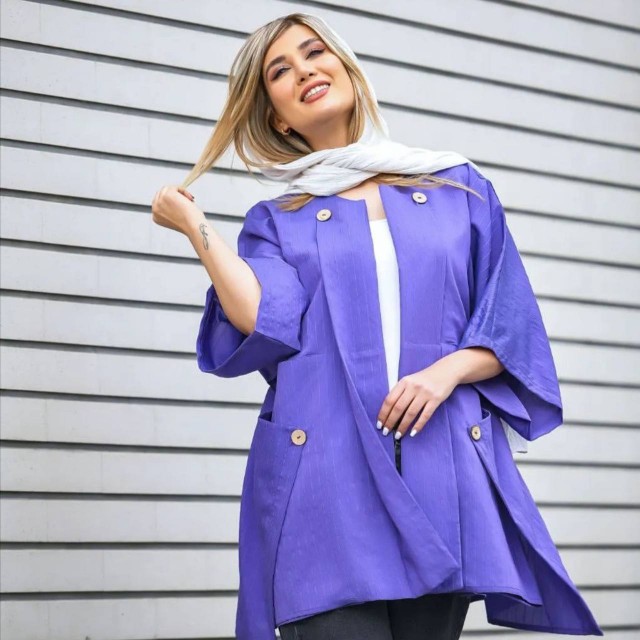 مانتو پولیتی جلو باز دکمه چوبی کد1536