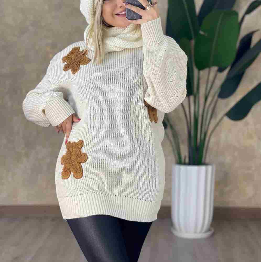 بلوز بافت خرس گلدوزی یقه گرد کد1593