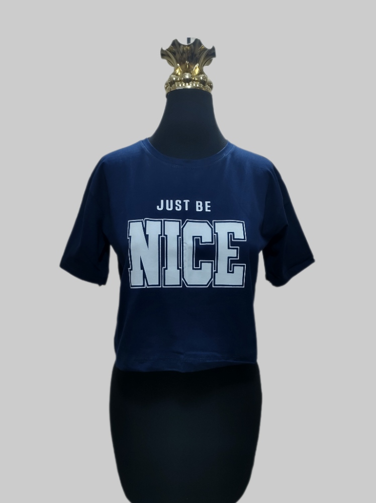 کراپ نخ پنبه یقه گرد آستین کوتاه چاپ nice کد1798