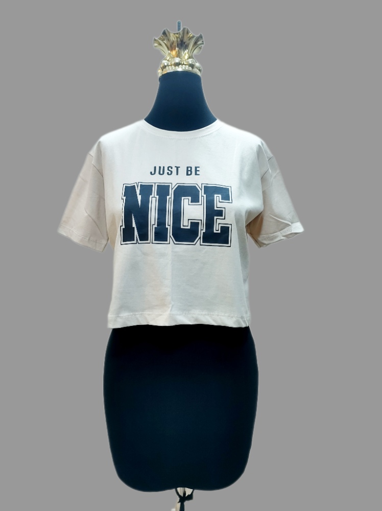 کراپ نخ پنبه یقه گرد آستین کوتاه چاپ nice کد1798