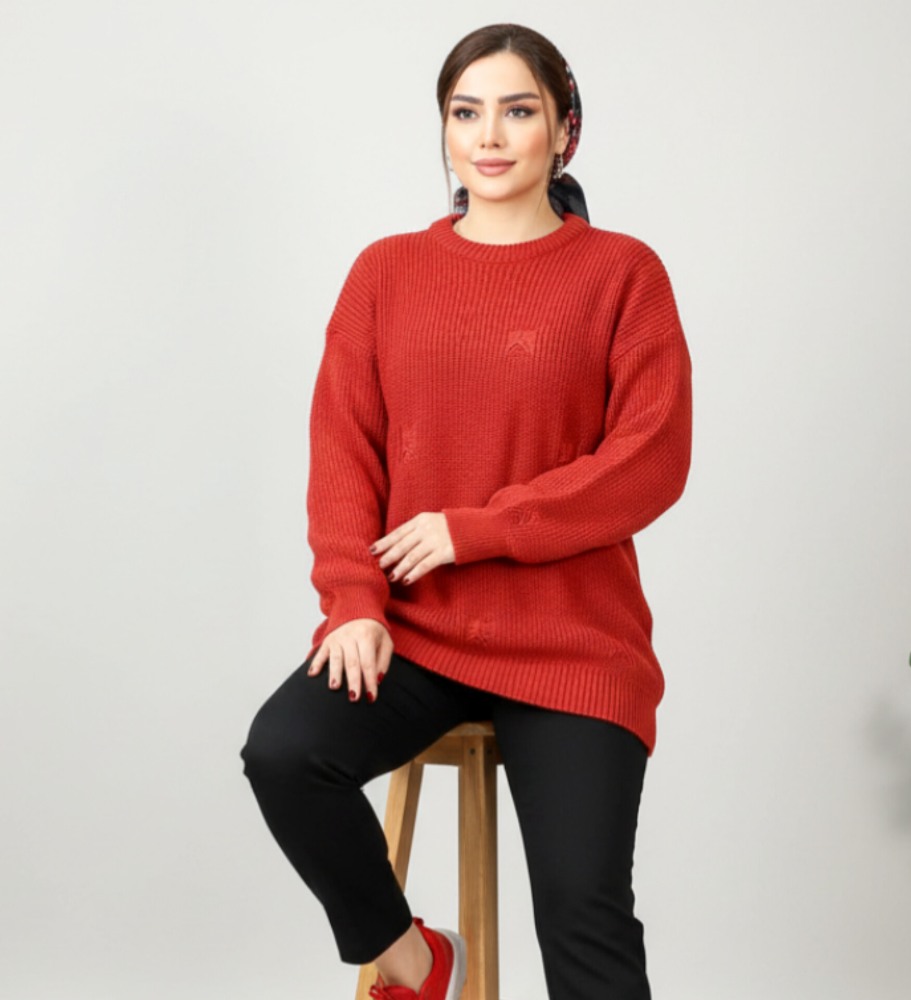 بلوز بافت زاپ دار پروانه یقه گرد آستین بلند زنانه کد 1573