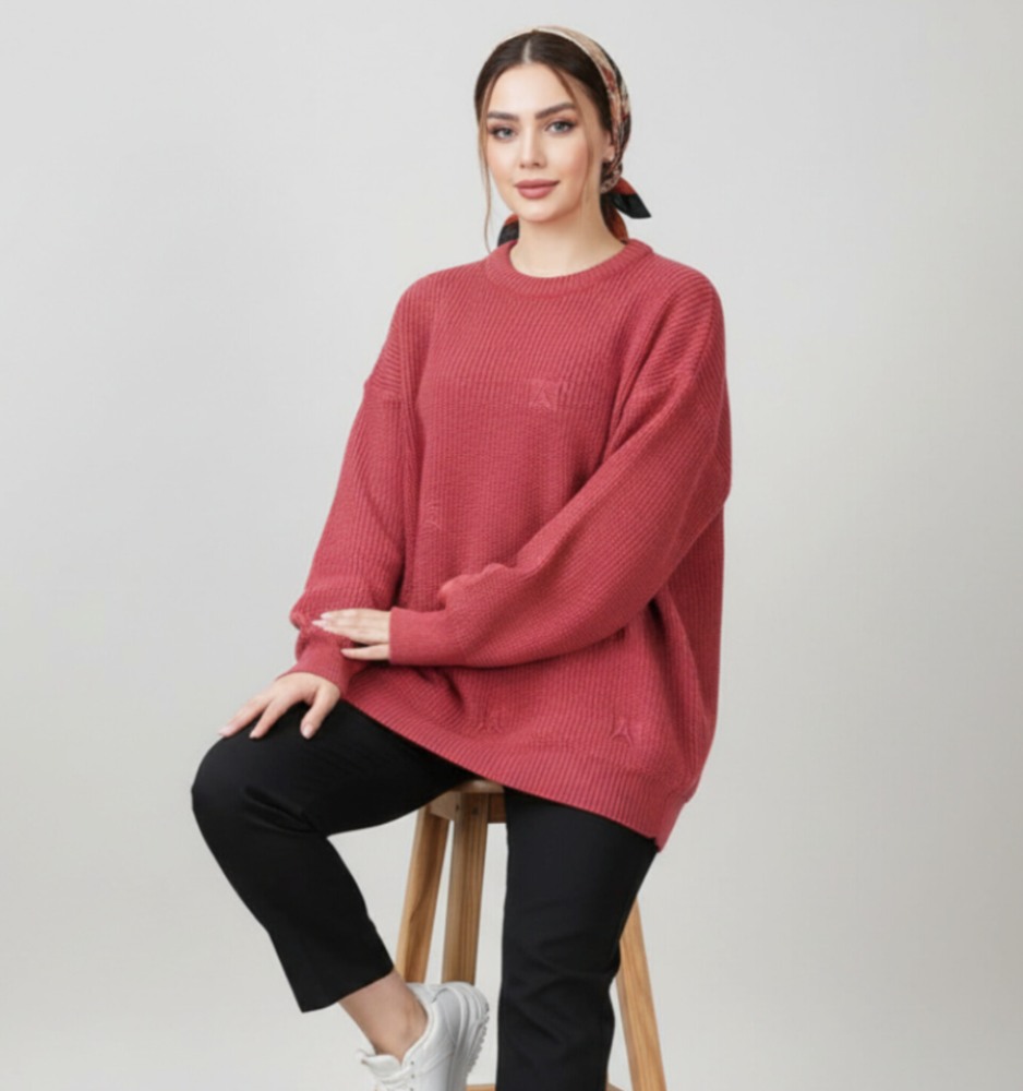 بلوز بافت زاپ دار پروانه یقه گرد آستین بلند زنانه کد 1573