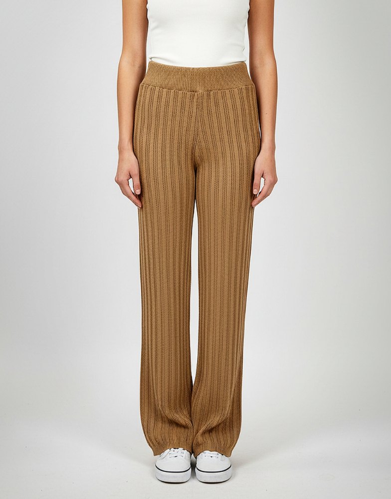 شلوار کمر کش بافت طرح زنجیر نیم بگ راسته گشاد کد1785