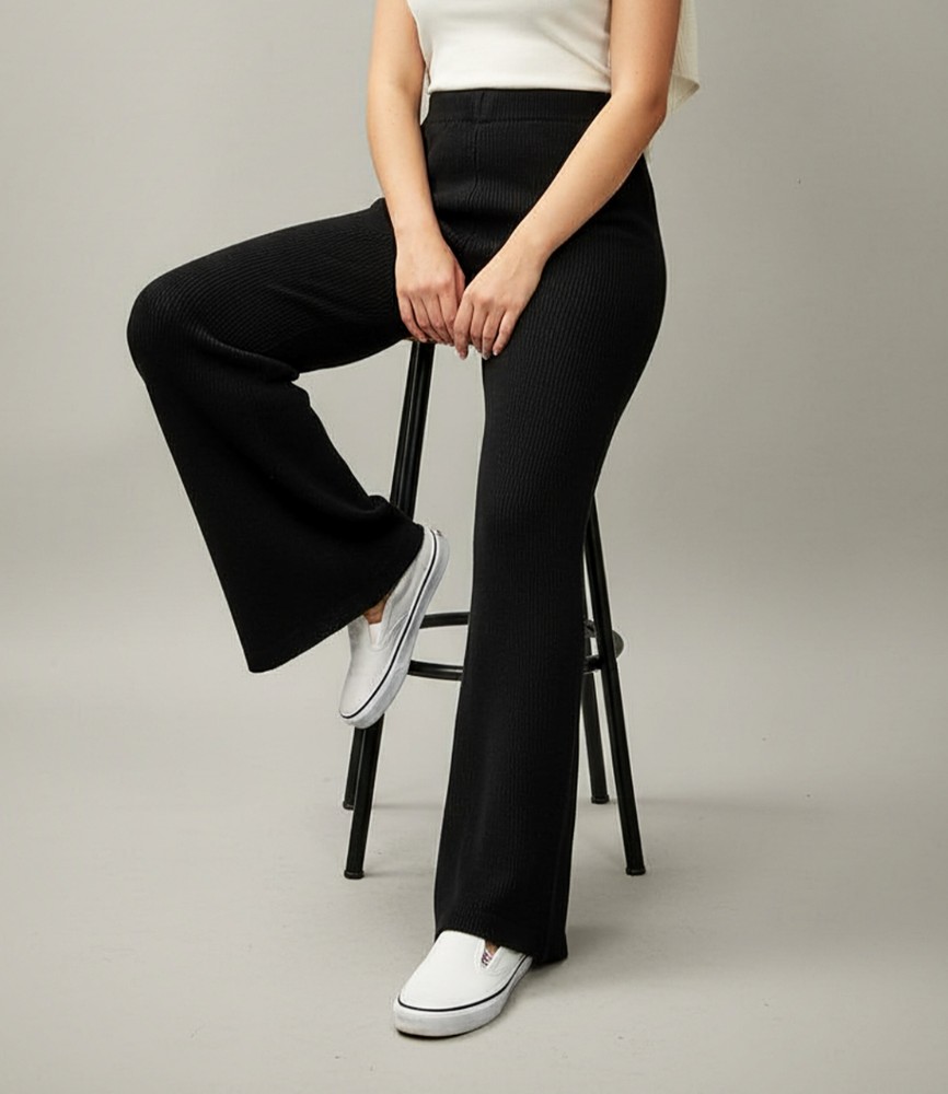 شلوار بافت نیم بگ ساده کمر کش زنانه کد 1147