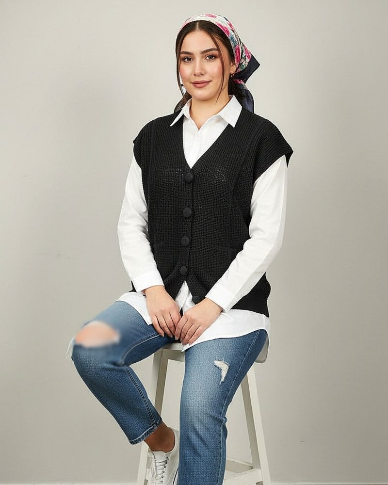 ژیله بافت پنج دکمه بافت جودان یقه هفت  زنانه کد1782