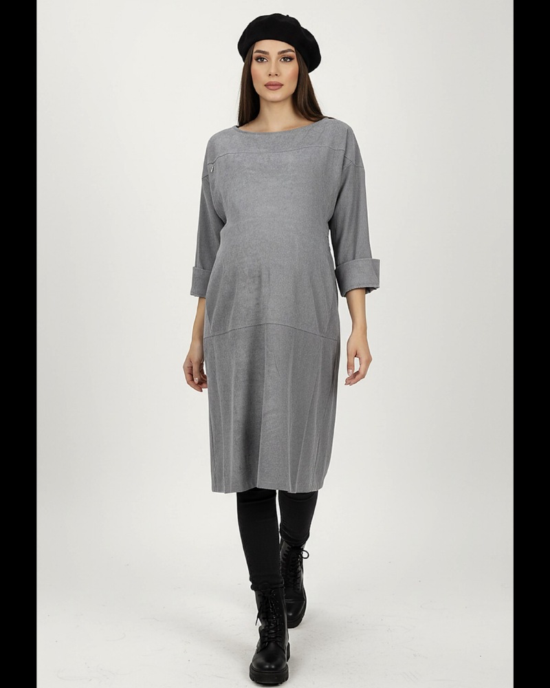 کفتان بارداری و شیردهی مخمل کبریتی آستین بلند کمربند دار زنانه کد 1407