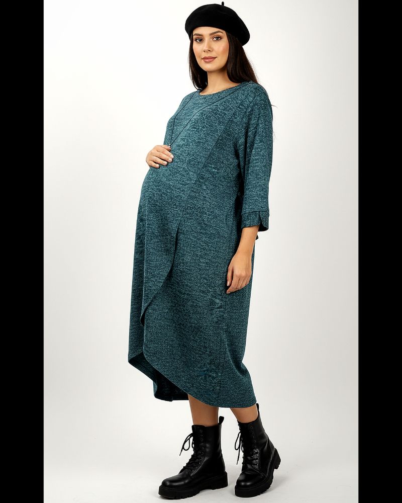 پیراهن بارداری و شیردهی مدل چپ و راستی پارچه آنغوره گردنبند دار یقه گرد زنانه کد 1416