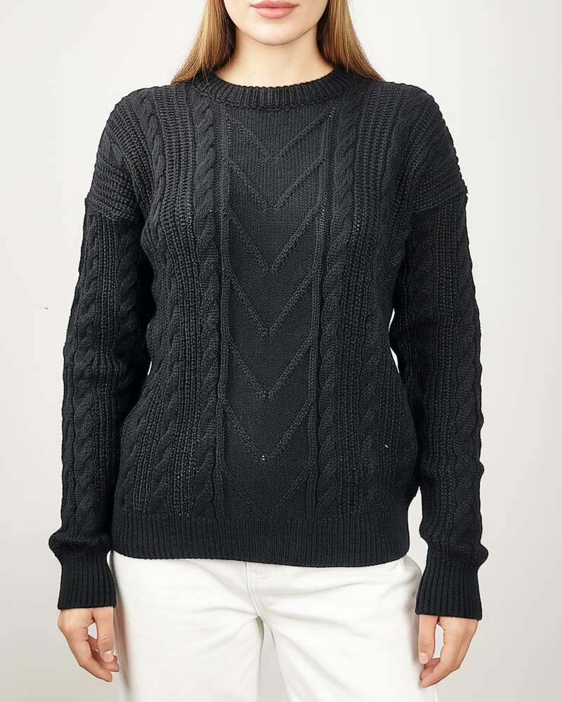 بلوز بافت زنانه آران بافی طرح وسط هفتی آستین بلند یقه گرد کد 1867