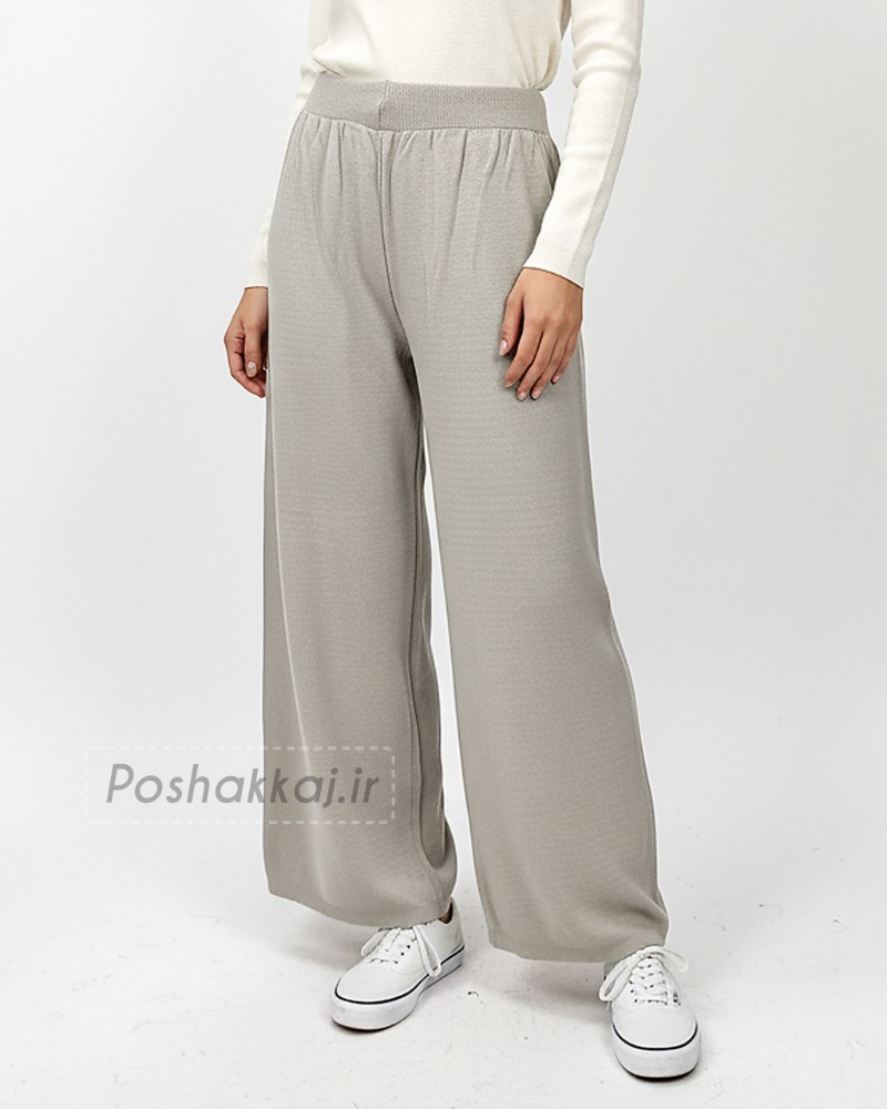 شلوار بافت زنانه فول بگ کمر کش فاق بلند دو رو بافت قد 95 کد 1889