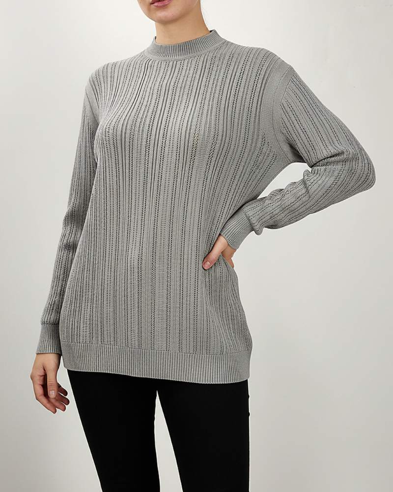 بلوز گپ بافت زنانه کش بافت آستین بلند ریز بافت کد1876