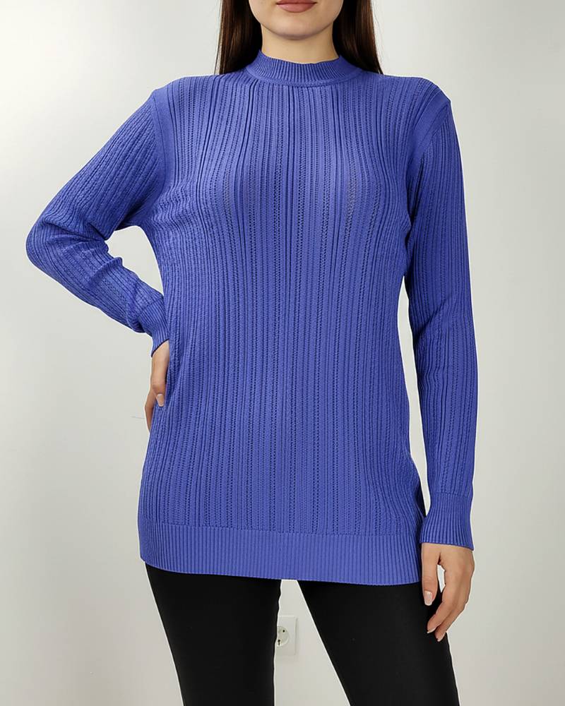 بلوز گپ بافت زنانه کش بافت آستین بلند ریز بافت کد1876