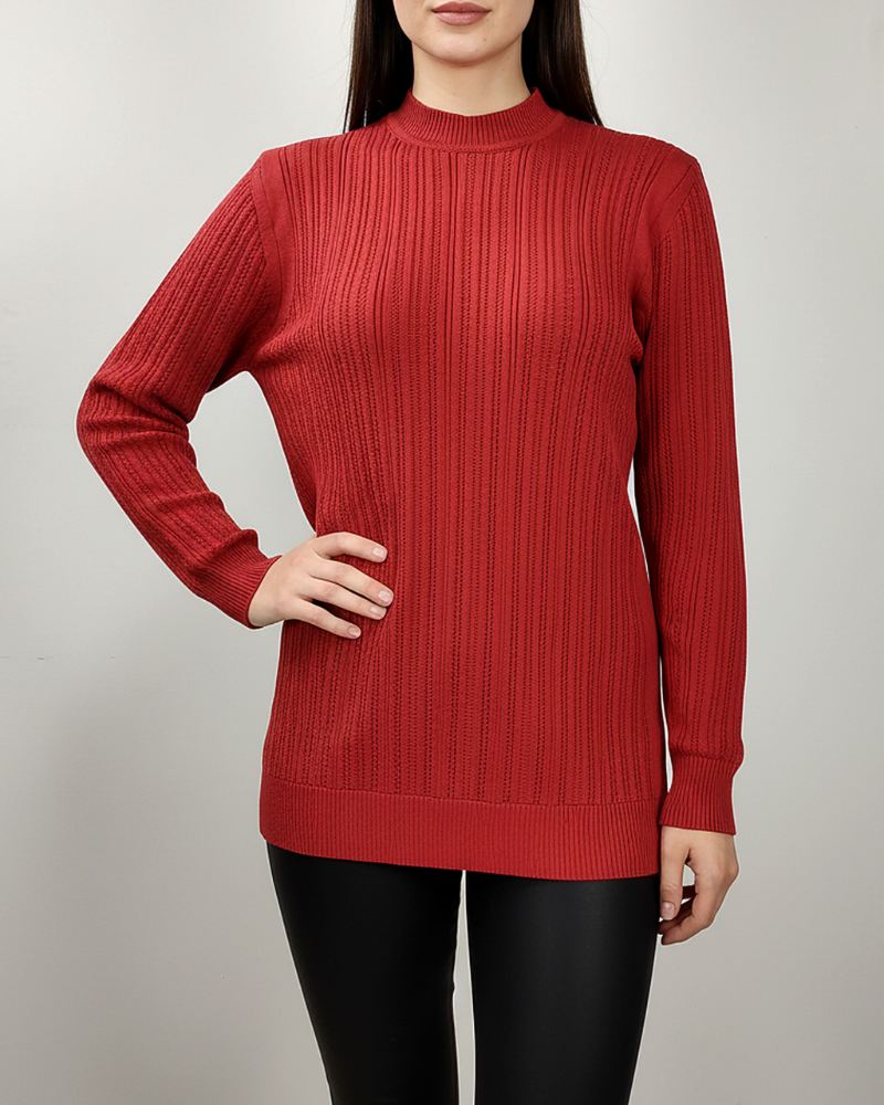 بلوز گپ بافت زنانه کش بافت آستین بلند ریز بافت کد1876