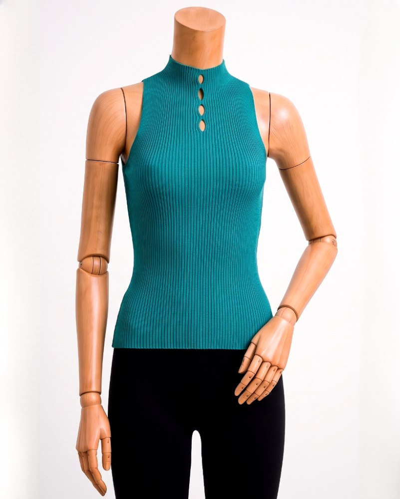 تاپ کبریتی یقه ایستاده سینه اشکی کش بافت آستین حلقه ای زنانه کد2012